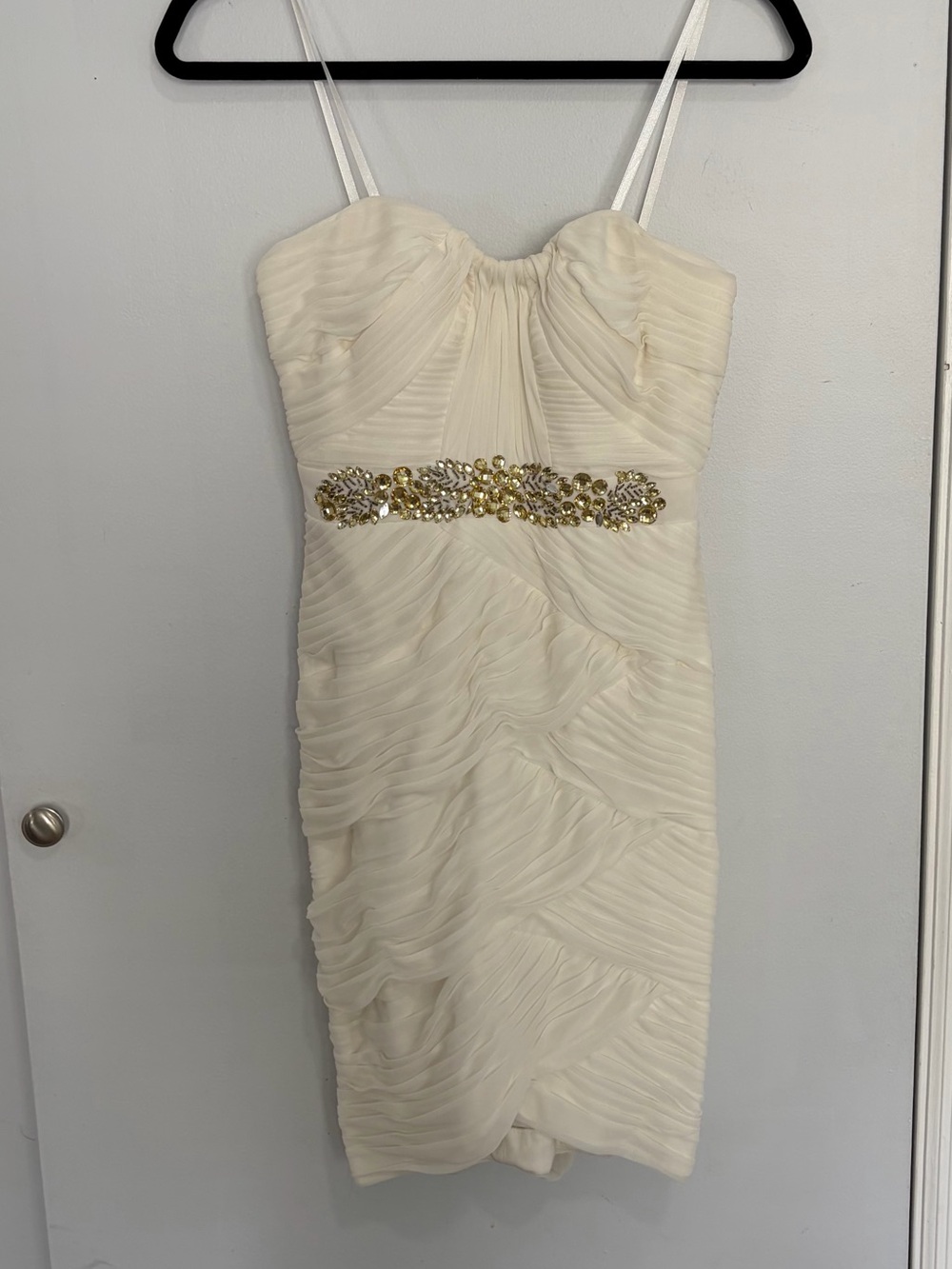 Cache Strapless white cocktail dress Womens 0  Mini Bedazzled Shower Bridal New